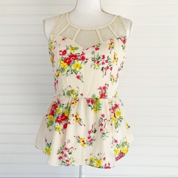 Floral Peplum blouse Size Medium - Picture 1 of 13